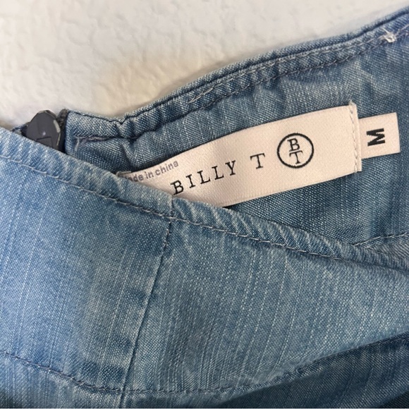 Billy T Chambray Soft Wide-Leg Crop Pants with Tie Waist  | Size Medium | Fringe - Picture 3 of 11